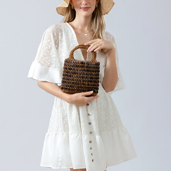 Sac à main en perles de bois tissées à la main Buddha Stones