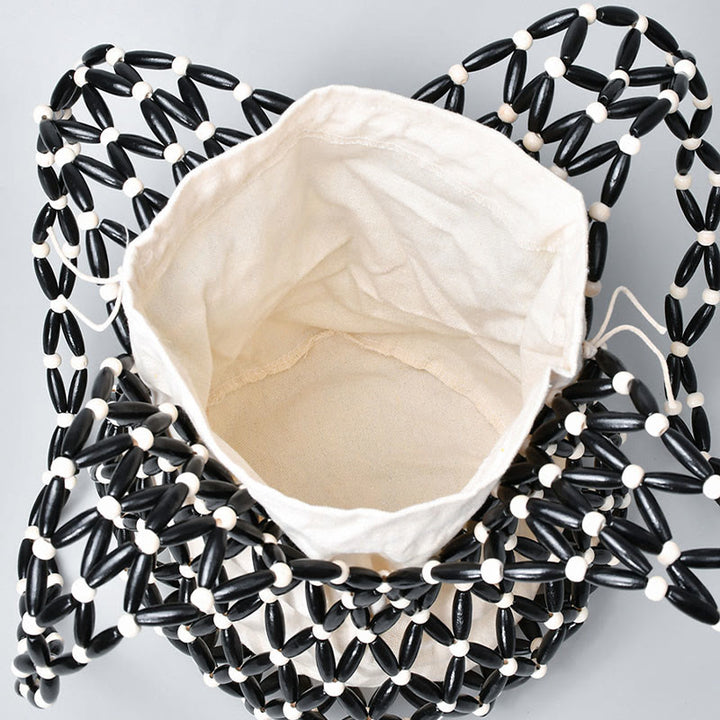 Sac à main en perles de bois tissées à la main Buddha Stones