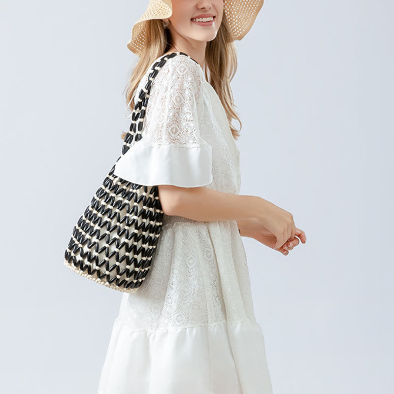 Sac à main en perles de bois tissées à la main Buddha Stones