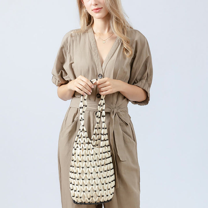 Sac à main en perles de bois tissées à la main Buddha Stones