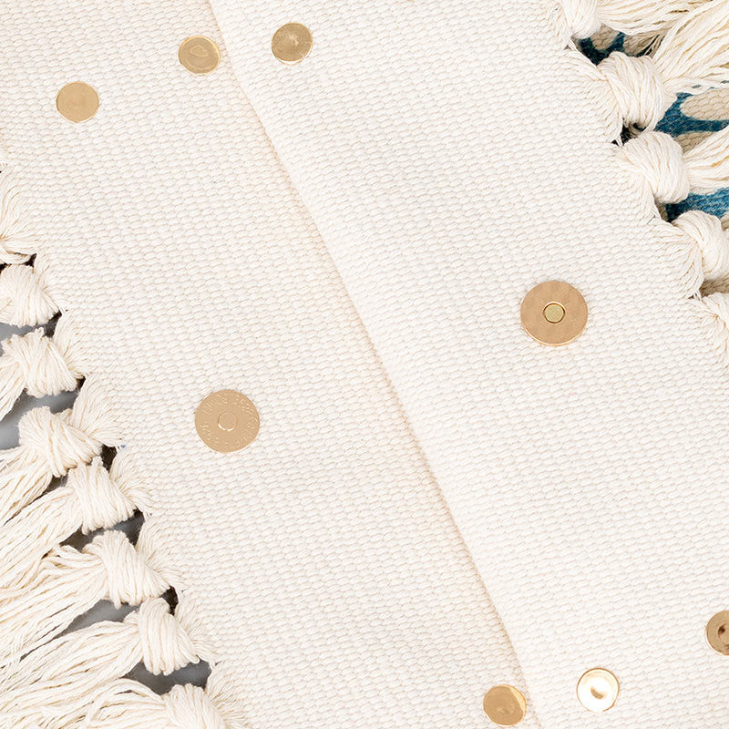 Sac fourre-tout en toile à imprimé géométrique bohème de grande capacité avec Buddha Stones