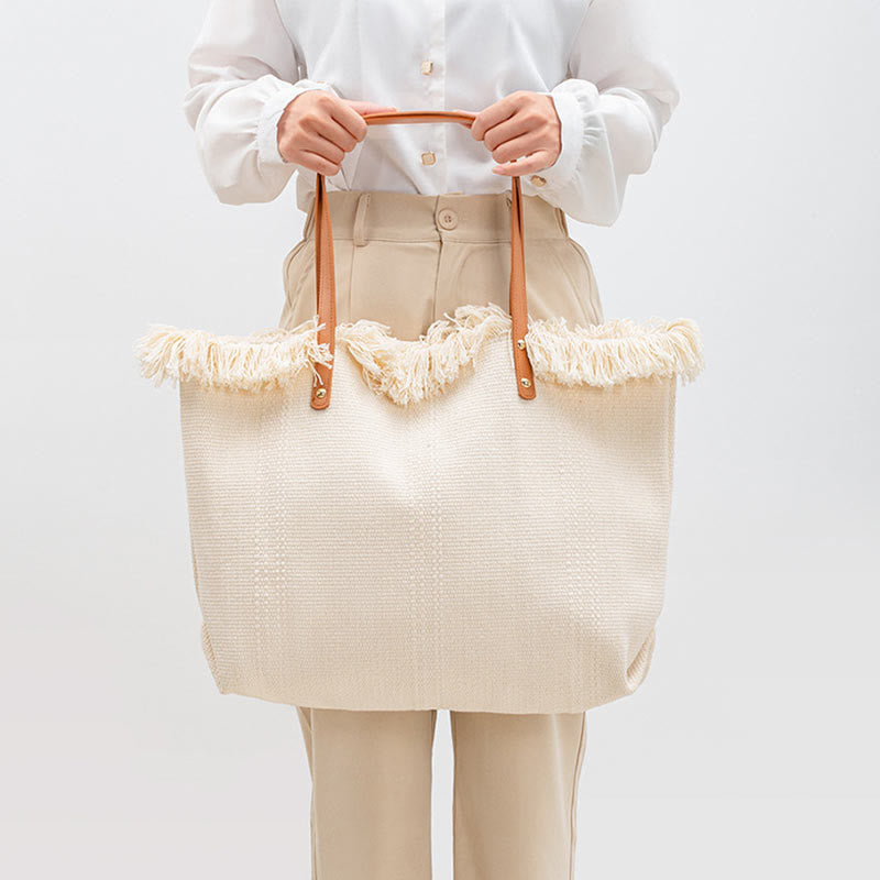 Sac fourre-tout en toile à pompon de grande capacité Buddha Stones