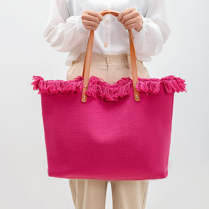 Sac fourre-tout en toile à pompon de grande capacité Buddha Stones