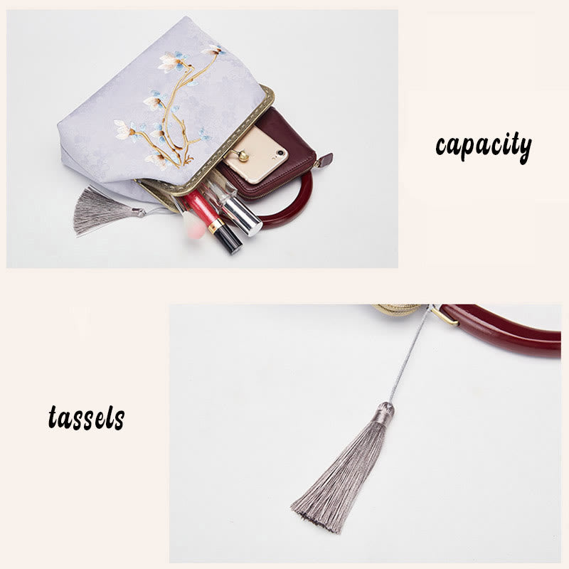 Sac à main brodé de fleurs et de Buddha Stones Sac à bandoulière