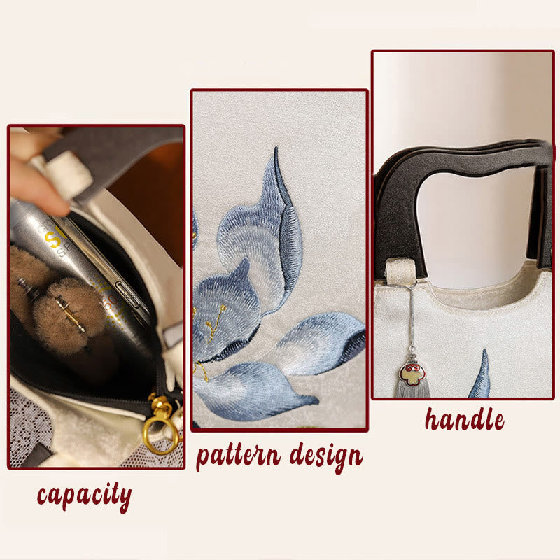 Sac à main brodé Buddha Stones Lotus Sac à bandoulière