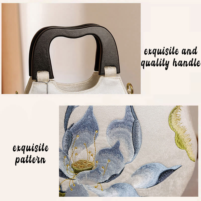 Sac à main brodé Buddha Stones Lotus Sac à bandoulière