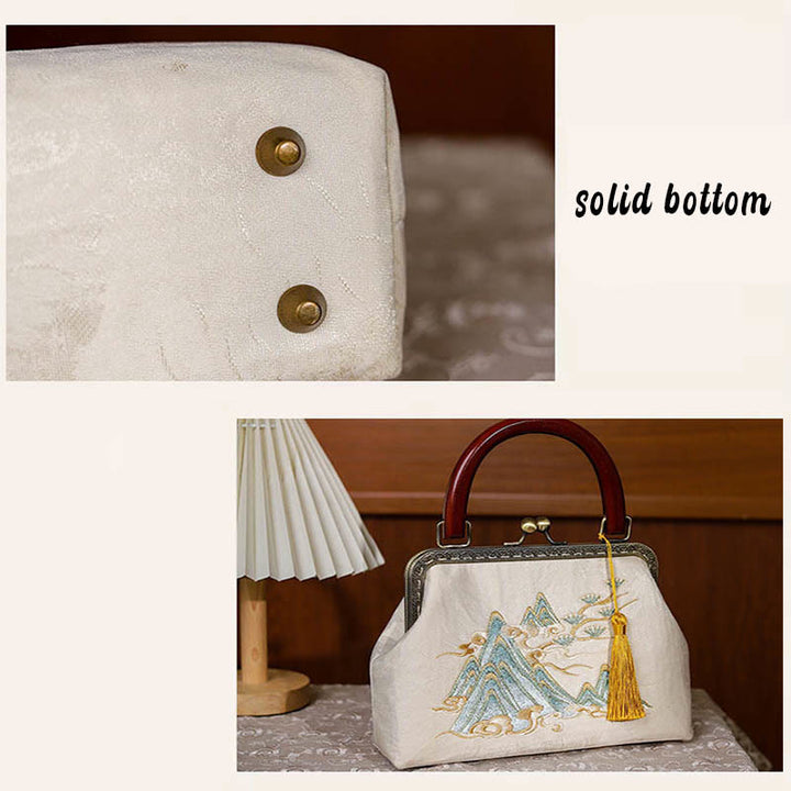 Sac à main en jacquard avec paysage de Buddha Stones et peinture