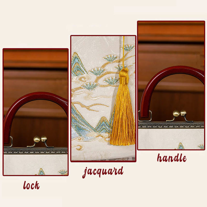 Sac à main en jacquard avec paysage de Buddha Stones et peinture