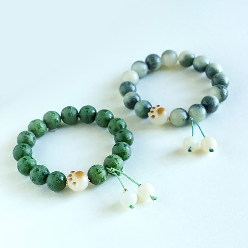 Bracelet d'harmonie sculpté en Buddha Stones Bodhi Seed Om Mani Padme Hum