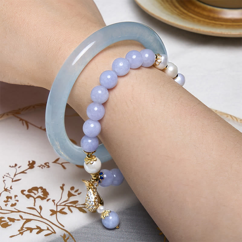 Buddha Stones pour la paix intérieure et le soulagement du stress, bracelet en jade bleu aigue-marine