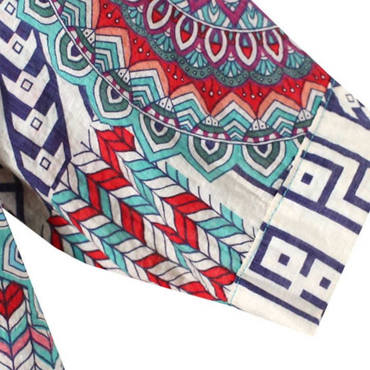 Chemise à demi-boutons à motif géométrique mandala Buddha Stones pour femme