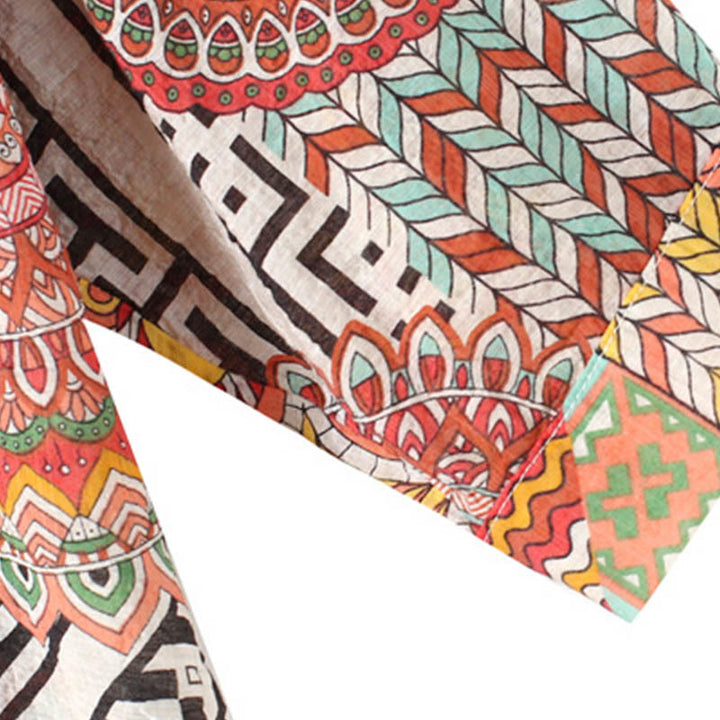 Chemise à demi-boutons à motif géométrique mandala Buddha Stones pour femme