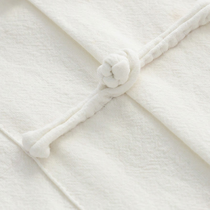 Chemise à manches courtes en coton et lin pour homme, costume chinois à boutons de grenouille , Buddha Stones, vêtements avec poches - image 4