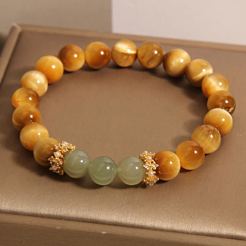 Bracelet Courage en Jade Oeil de Tigre et Buddha Stones