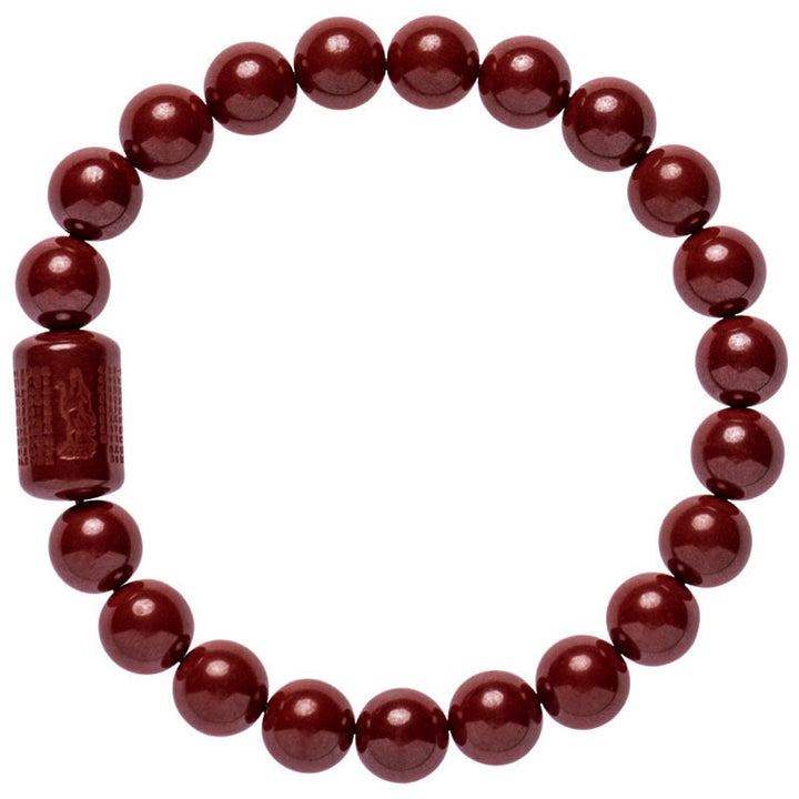 Bracelet de bénédiction du Sutra du cœur en cinabre naturel de Buddha Stones