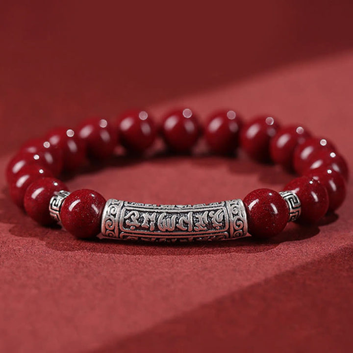 Bracelet de bénédiction en argent sterling 999 avec six mots vrais et Buddha Stones