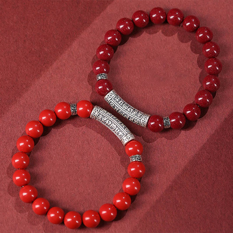 Bracelet de bénédiction en argent sterling 999 avec six mots vrais et Buddha Stones