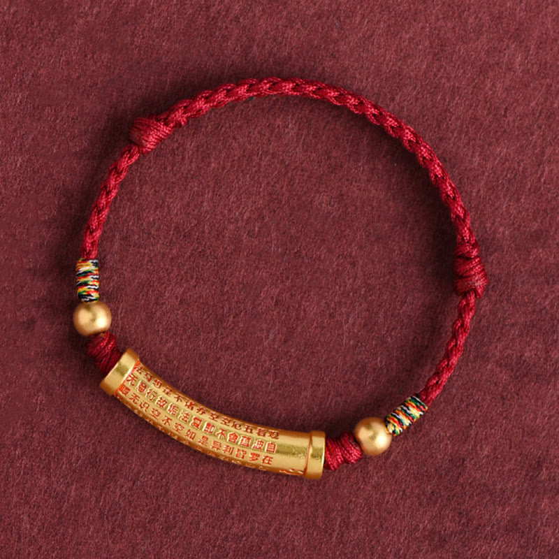 Bracelet de cheville en corde de force de protection Sutra du cœur en alliage fait à la main avec Buddha Stones