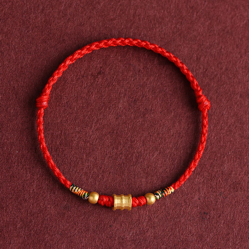 Bracelet de cheville en corde tressée fait main en forme de petit seau en or 999 Buddha Stones - Bracelet de cheville (circonférence 18-30 cm) - Rouge - image 12