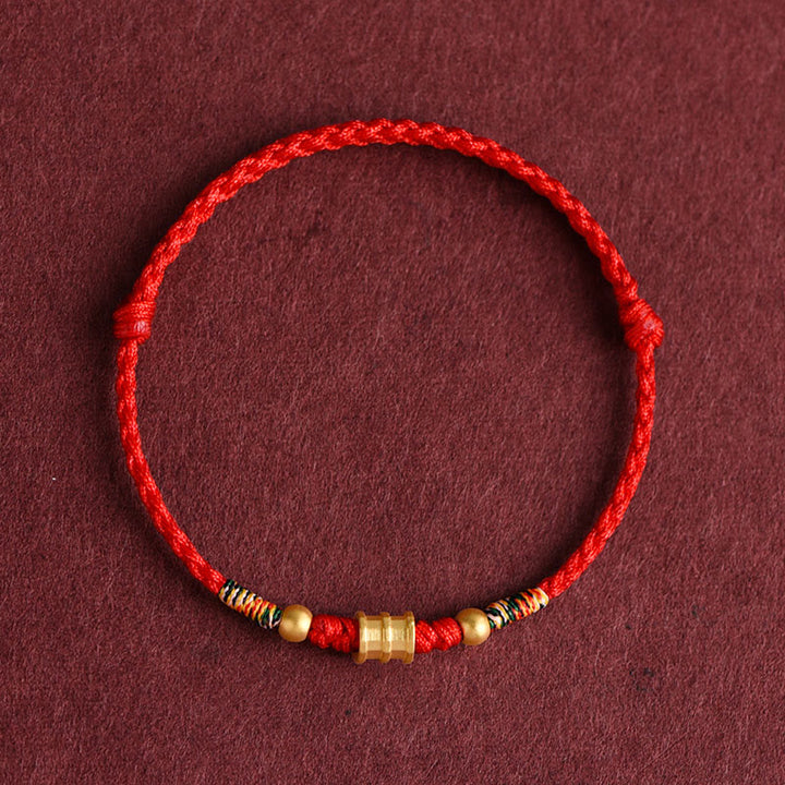 Bracelet de cheville en corde tressée fait main en forme de petit seau en or 999 Buddha Stones - Bracelet de cheville (circonférence 18-30 cm) - Rouge - image 12