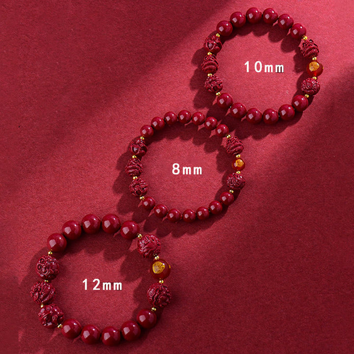 Bracelet de bénédiction en Buddha Stones signe du zodiaque chinois en cinabre pour éloigner les mauvais esprits