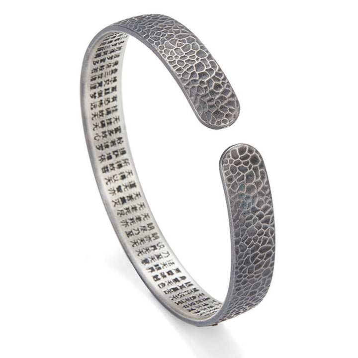 Bracelet manchette rétro en argent sterling 999 avec Buddha Stones et cœur Sutra, nuage de bon augure et richesse - image 1