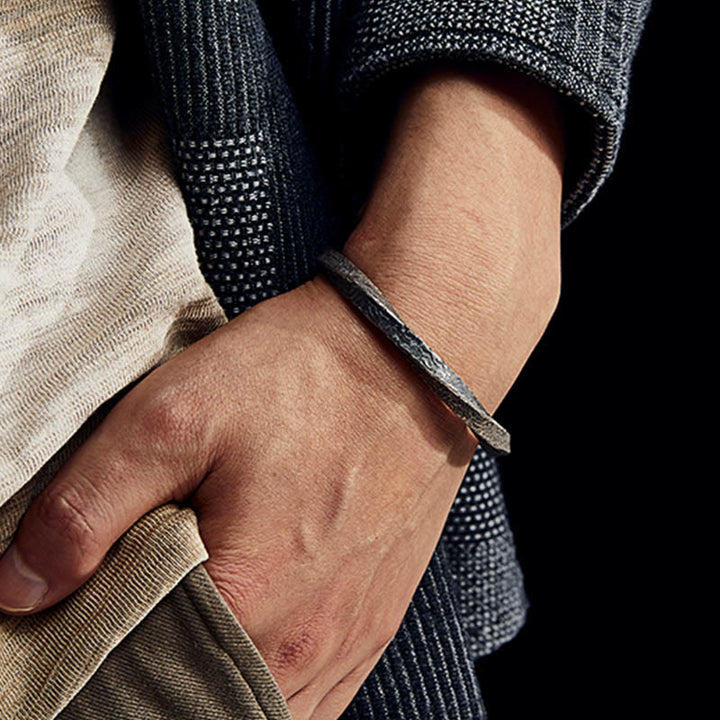 Bracelet manchette rétro en argent sterling 999 avec boucle Möbius Buddha Stones Eternal Love - image 6