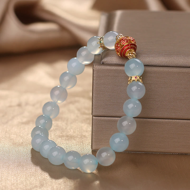 Bracelet de guérison en perles de fleur d'aigue-marine naturelle Buddha Stones