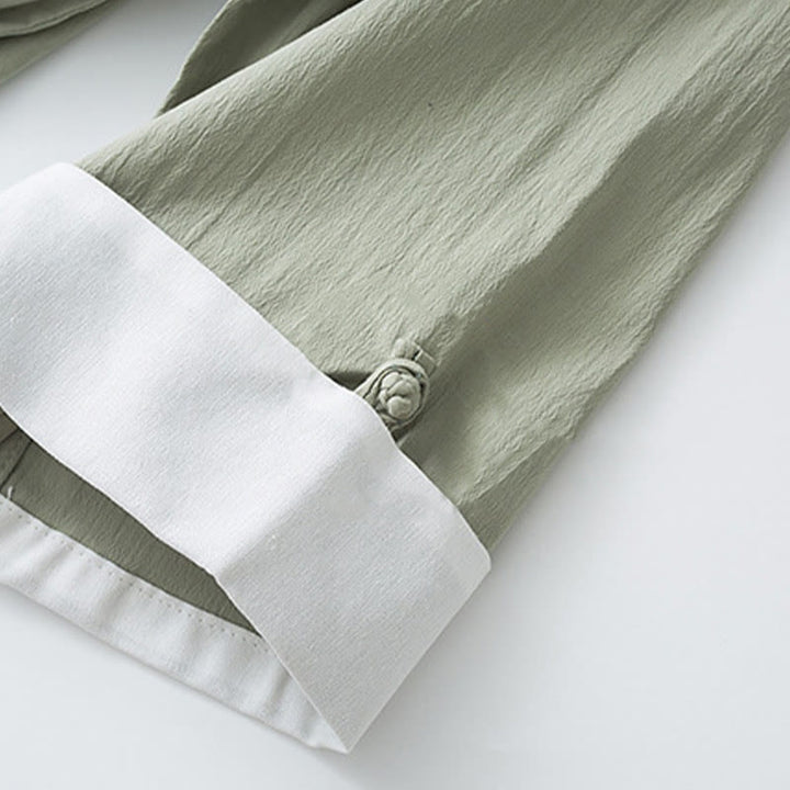 Chemise à manches trois-quarts et pantalon à boutons de grenouille Buddha Stones Tang pour homme