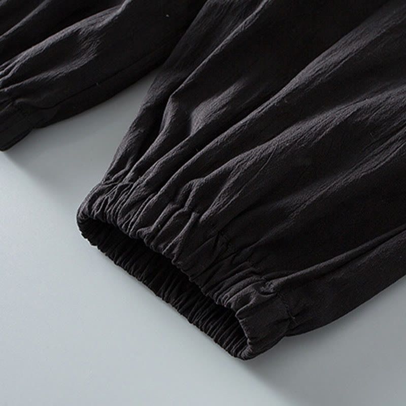 Chemise à manches trois-quarts et pantalon à boutons de grenouille Buddha Stones Tang pour homme