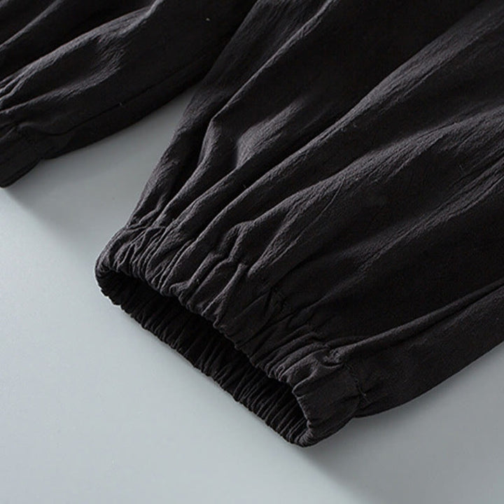 Chemise à manches trois-quarts et pantalon à boutons de grenouille Buddha Stones Tang pour homme