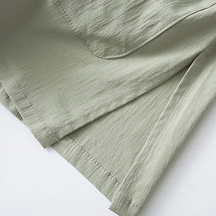 Chemise à manches trois-quarts et pantalon à boutons de grenouille Buddha Stones Tang pour homme