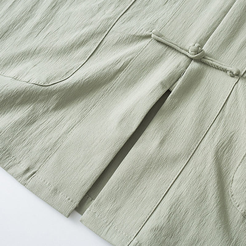 Chemise à manches trois-quarts et pantalon à boutons de grenouille Buddha Stones Tang pour homme