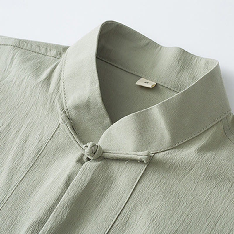 Chemise à manches trois-quarts et pantalon à boutons de grenouille Buddha Stones Tang pour homme