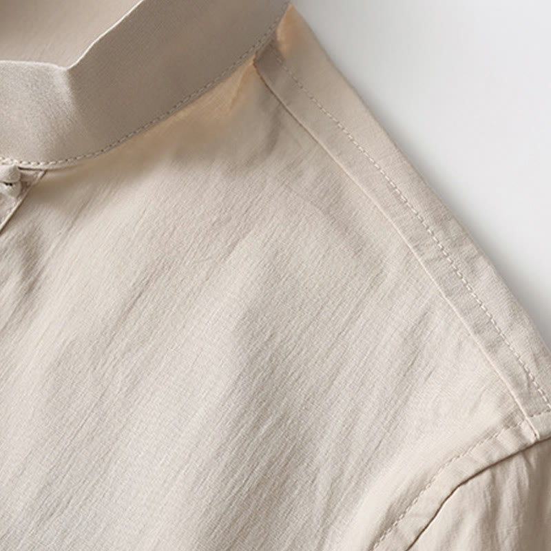 Chemise à manches trois-quarts à boutons de grenouille Buddha Stones Tang Pantalon à jambe large Costume pour homme en coton et lin