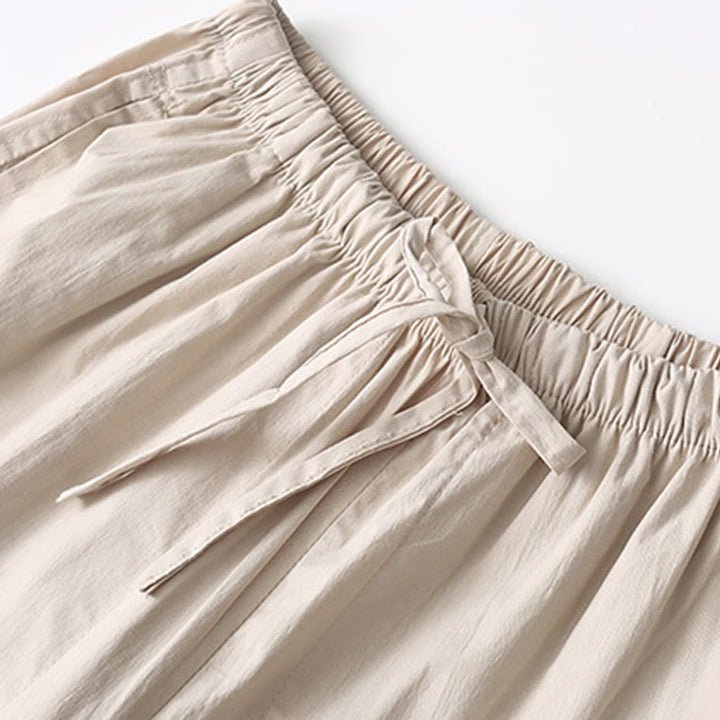 Chemise à manches trois-quarts à boutons de grenouille Buddha Stones Tang Pantalon à jambe large Costume pour homme en coton et lin