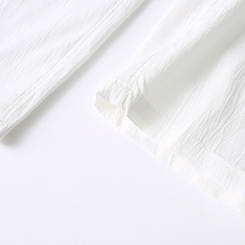 Chemise à manches courtes et pantalon large à boutons de grenouille Buddha Stones Tang pour homme