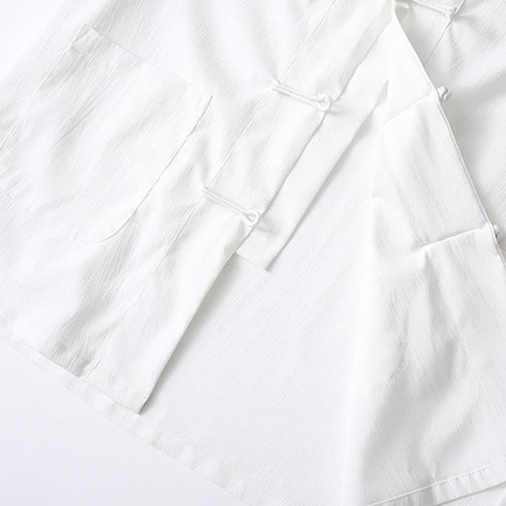 Chemise à manches courtes et pantalon large à boutons de grenouille Buddha Stones Tang pour homme