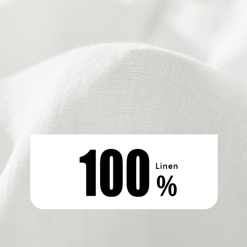 Chemise ample à manches longues et demi-boutonnée en lin avec Buddha Stones , couleur unie, vêtements pour hommes - image 7