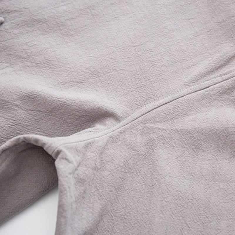 Chemise à manches longues à boutons de grenouille Buddha Stones Tang en coton et lin pour hommes - image 23