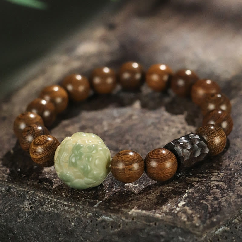 Bracelet de guérison en Buddha Stones de bois d'ébène PiXiu en bois de santal et de graines de Bodhi
