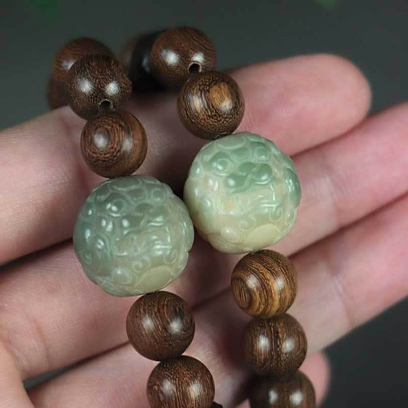 Bracelet de guérison en Buddha Stones de bois d'ébène PiXiu en bois de santal et de graines de Bodhi