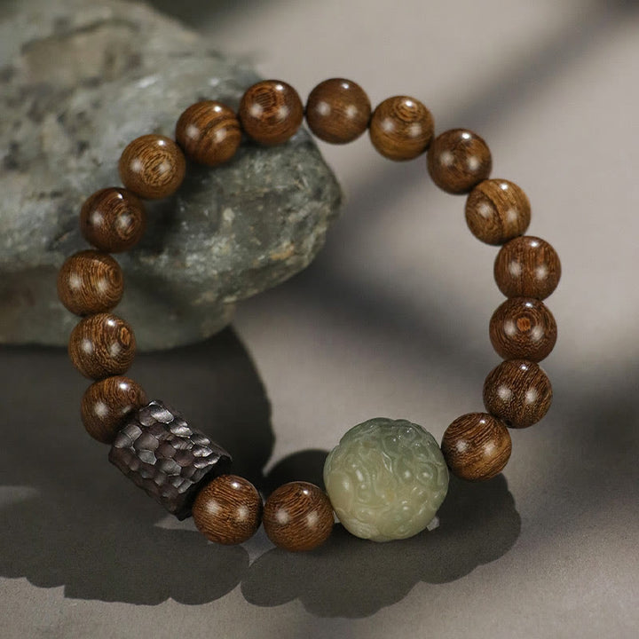 Bracelet de guérison en Buddha Stones de bois d'ébène PiXiu en bois de santal et de graines de Bodhi