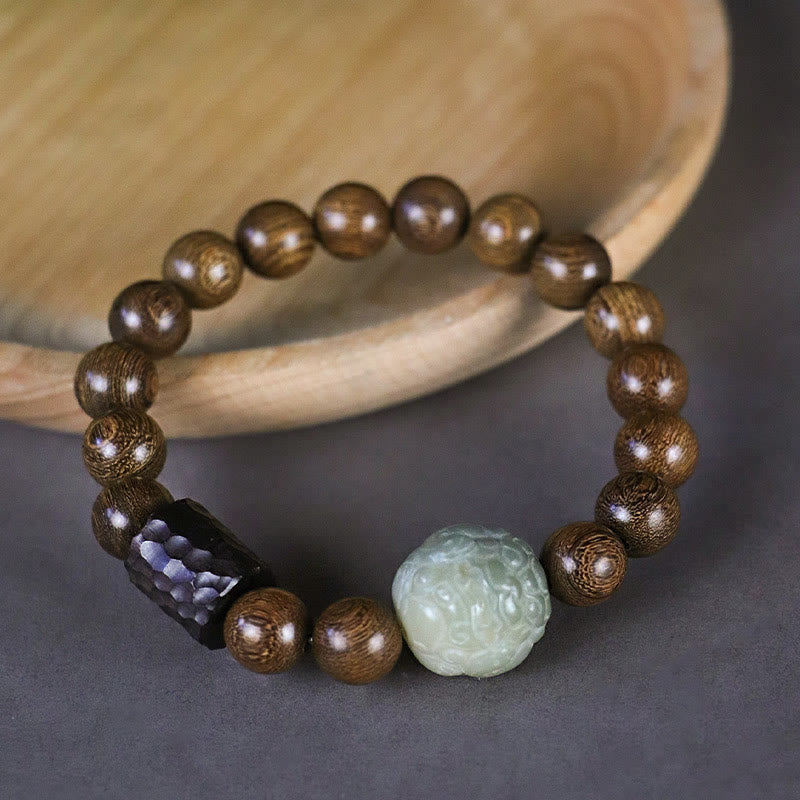 Bracelet de guérison en Buddha Stones de bois d'ébène PiXiu en bois de santal et de graines de Bodhi