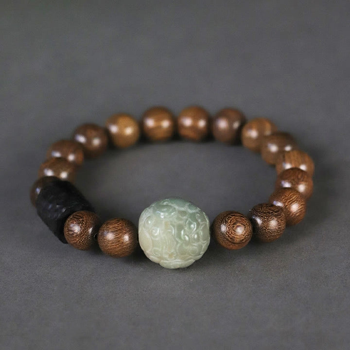 Bracelet de guérison en Buddha Stones de bois d'ébène PiXiu en bois de santal et de graines de Bodhi