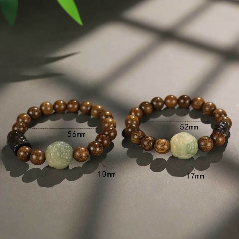 Bracelet de guérison en Buddha Stones de bois d'ébène PiXiu en bois de santal et de graines de Bodhi
