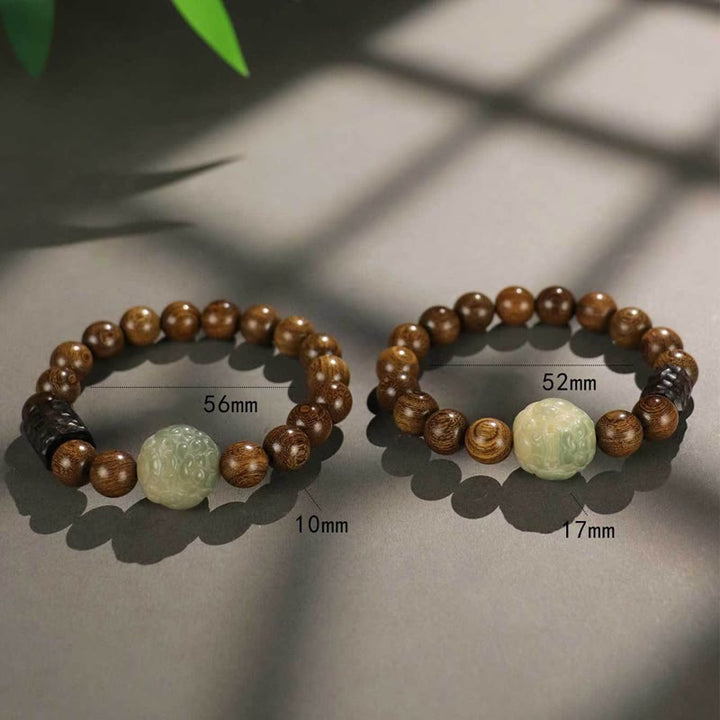 Bracelet de guérison en Buddha Stones de bois d'ébène PiXiu en bois de santal et de graines de Bodhi