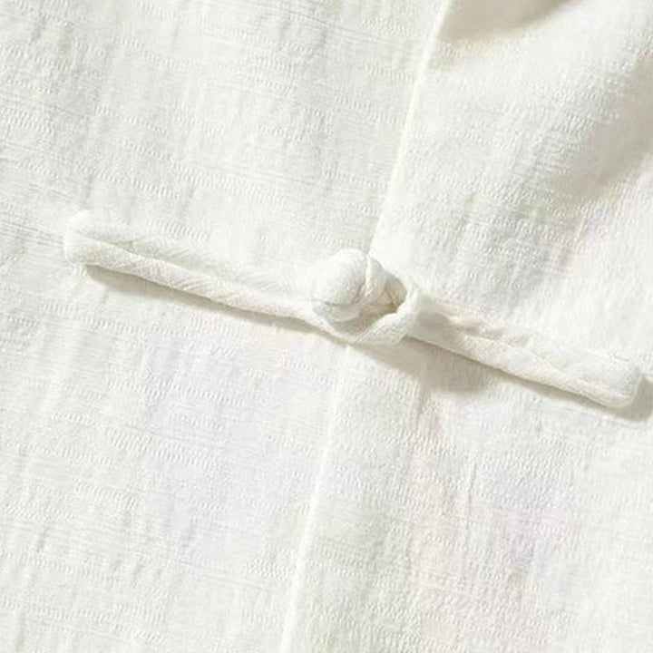 Chemise à manches longues pour homme Buddha Stones Tang, bouton grenouille avec poche, col montant, chemise en lin confortable - image 4