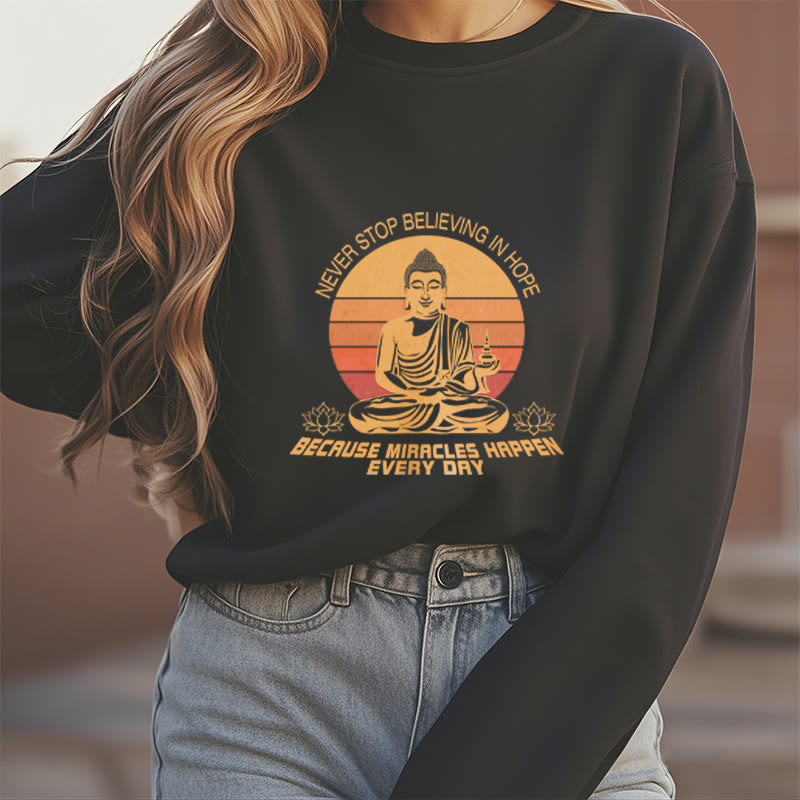 Sweat-shirt en polyester doublé polaire Buddha Stones Never Stop Believe In Hope