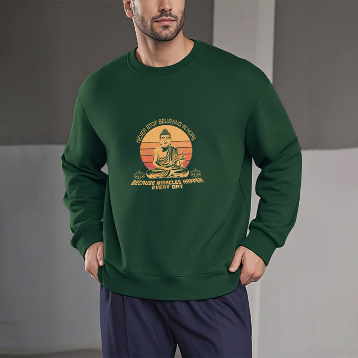 Sweat-shirt en polyester doublé polaire Buddha Stones Never Stop Believe In Hope